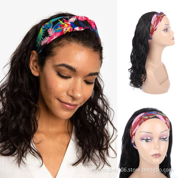 Vigorous natural curly french curl colored human hair elastic water wave headband wig all textures headband wigs brazilian